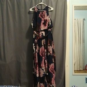 Women's Navy Floral Maxi Dress